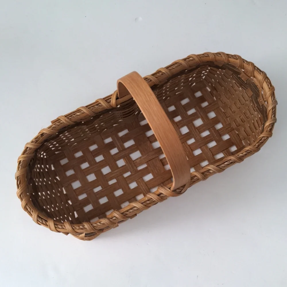 Harvest Basket Hand Crafted Wicker Basket Oblong Stationery Handle